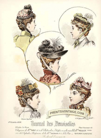 Ladies hats - Double sized print. Faint foxing